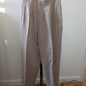 Vintage Tan Pleated Wool Trousers
